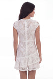 Robe de remise de diplôme courte en dentelle blanche, col rond à volants, manches