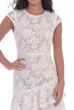 Robe de remise de diplôme courte en dentelle blanche, col rond à volants, manches