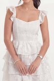 Corset fleuri blanc Une robe de remise de diplôme courte à volants à plusieurs niveaux