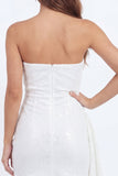 Robe courte blanche scintillante à sequins bustier