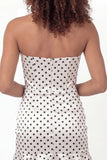 Mini robe corset Bodycon Sweetheart à pois noire blanche avec volants