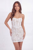 Robe blanche bustier floral sans armature