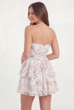 Robe de remise de diplôme à la ligne A Strapless Fleur Rose Bustier