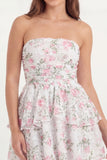 Robe de remise de diplôme à la ligne A Strapless Fleur Rose Bustier