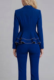 Costumes noirs de bal de promo 2 pièces à revers crantés, jambe large et jambes larges, avec volants