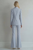 Costume de bal bleu double boutonnage à double boutonnage et jambe large à revers pointu