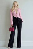 Costumes de bal de bal, en patchwork noir rose, boutonné simple et jambes larges à jambes larges, en patchwork noir