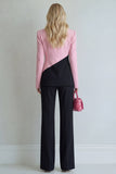 Costumes de bal de bal, en patchwork noir rose, boutonné simple et jambes larges à jambes larges, en patchwork noir
