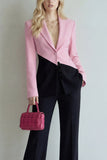 Costumes de bal de bal, en patchwork noir rose, boutonné simple et jambes larges à jambes larges, en patchwork noir