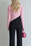 Costumes de bal de bal, en patchwork noir rose, boutonné simple et jambes larges à jambes larges, en patchwork noir