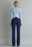 Costumes de bal de promo bleu marine en patchwork simple boutonné 2 pièces slim fit