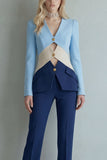 Costumes de bal de promo bleu marine en patchwork simple boutonné 2 pièces slim fit