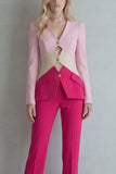 Costumes de bal de promo bleu marine en patchwork simple boutonné 2 pièces slim fit