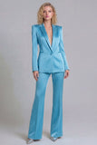 Costumes de bal Blue Peak Single Shoulder à boutons simples à deux parties à jambe large
