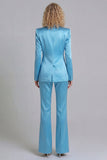 Costumes de bal Blue Peak Single Shoulder à boutons simples à deux parties à jambe large