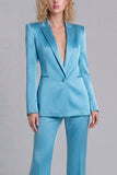 Costumes de bal Blue Peak Single Shoulder à boutons simples à deux parties à jambe large
