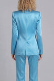Costumes de bal Blue Peak Single Shoulder à boutons simples à deux parties à jambe large