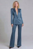Costumes de bal Blue Peak Single Shoulder à boutons simples à deux parties à jambe large