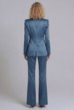 Costumes de bal Blue Peak Single Shoulder à boutons simples à deux parties à jambe large