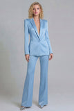 Costumes de bal Blue Peak Single Shoulder à boutons simples à deux parties à jambe large