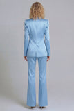 Costumes de bal Blue Peak Single Shoulder à boutons simples à deux parties à jambe large