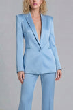 Costumes de bal Blue Peak Single Shoulder à boutons simples à deux parties à jambe large