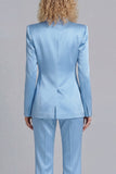 Costumes de bal Blue Peak Single Shoulder à boutons simples à deux parties à jambe large