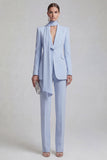 Costumes de bal de bal bleus simple croisée à simple croison slim