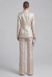Costumes de bal de promo double boutonnage fleuri en revers fleuris à pointe rose champagne et rose