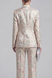 Costumes de bal de promo double boutonnage fleuri en revers fleuris à pointe rose champagne et rose