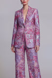 Costumes de bal de bal, en dentelle bleu foncé, fleurs, deux pièces, boutonnés simples et encochés