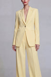 Costumes de bal de bal bleu foncé à boutonnage simple et jambe large à 2 pièces