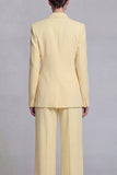 Costumes de bal de bal bleu foncé à boutonnage simple et jambe large à 2 pièces