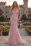 Robe de bal longue perlée en tulle sirène bleue scintillante avec des appliques