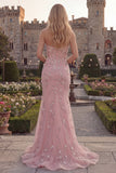 Robe de bal longue perlée en tulle sirène bleue scintillante avec des appliques