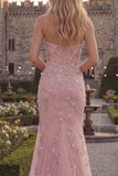 Robe de bal longue perlée en tulle sirène bleue scintillante avec des appliques