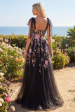 Robe longue de bal brodée en tulle avec fête en fête