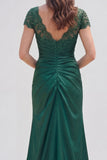 Robe de mère de mariée à col en V à col foncé vert foncé