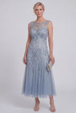 Robe longue robe de mère de la mariée à une ligne fleurie fleurie perlée