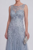 Robe longue robe de mère de la mariée à une ligne fleurie fleurie perlée