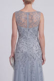 Robe longue robe de mère de la mariée à une ligne fleurie fleurie perlée