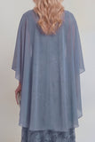 Dentelle bleu marine Fleuri Ligne A Sequins Longue robe mère de la mariée avec veste