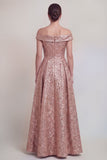 Blush Jacquard Floral Off The Shoulder A Line Mother of The Bride Robe
