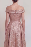 Blush Jacquard Floral Off The Shoulder A Line Mother of The Bride Robe