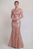 Robe longue de la mère de la mariée en mer à col fleuri vert foncé et fente