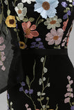 Robe longue d’invité de mariée en broderie florale noire asymétrique à une épaule