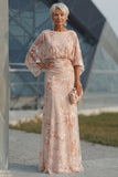 Robe longue de la mère de la mariée à col bateau champagne à col bateau et fourreau