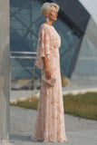 Robe longue de la mère de la mariée à col bateau champagne à col bateau et fourreau