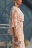 Robe longue de la mère de la mariée à col bateau champagne à col bateau et fourreau