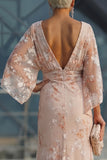Robe longue de la mère de la mariée à col bateau champagne à col bateau et fourreau